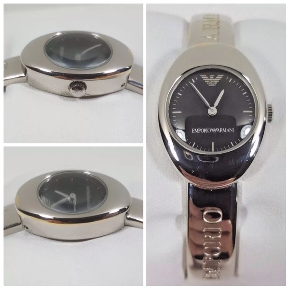 EMPORIUM ARMANI LADIES BLACK DIAL BANGLE BRACELET - Picture 4 of 4